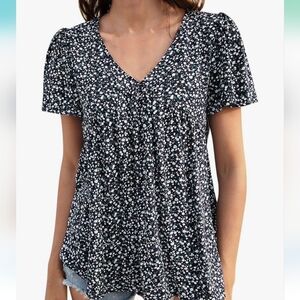 Women's boho, floral baby doll blouse.